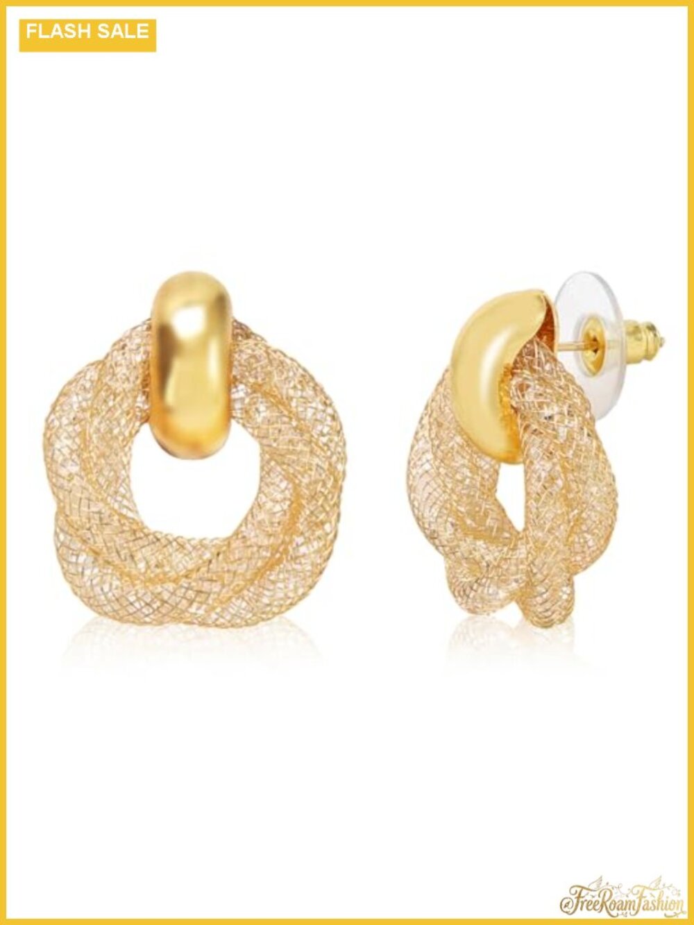 14K Gold Plated Twisted Hoop Earrings for Women, Small Lightweight CZ Mesh